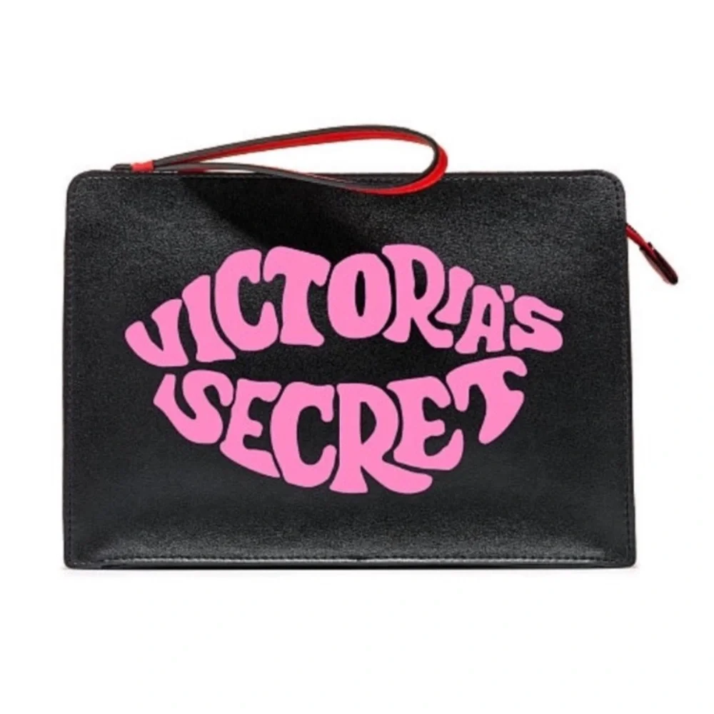 NWT Victoria’s Secret Just Add Lipstick Black Clutch Makeup Bag